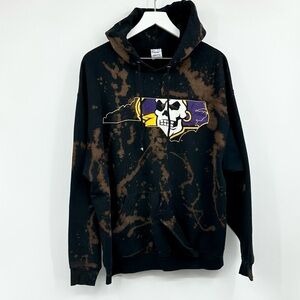 ECU Pirates Custom Upcycled Bleach Distressed Hoodie Size XL